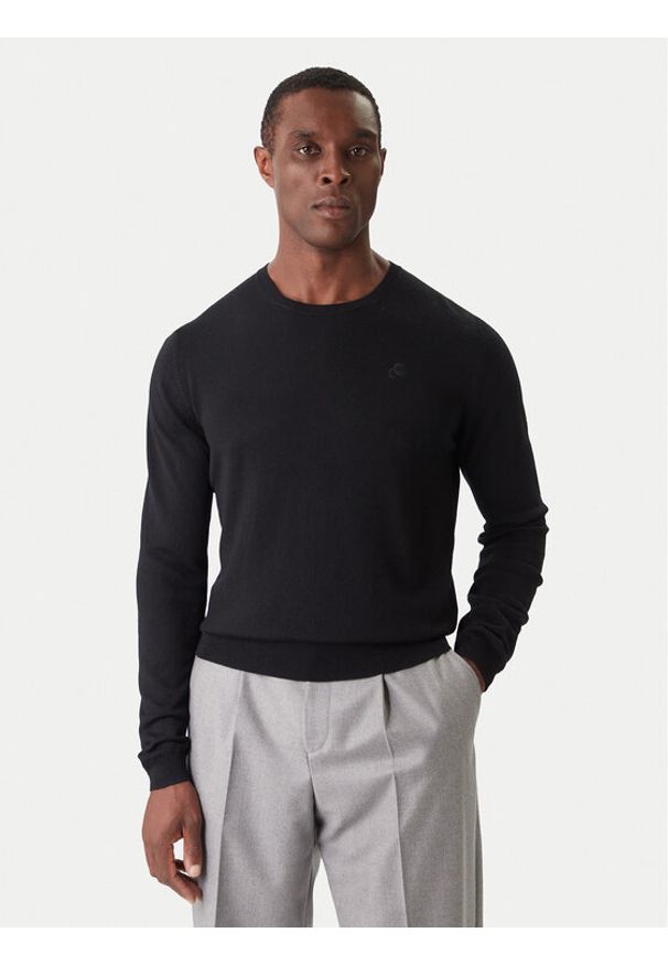 Karl Lagerfeld - KARL LAGERFELD Sweter 655000 554399 Czarny Slim Fit. Typ kołnierza: dekolt w karo. Kolor: czarny. Materiał: wełna