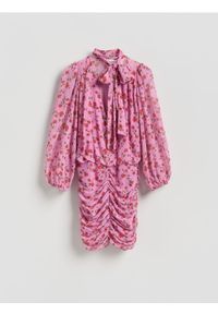 Reserved - Sukienka mini z wiązaniem - wielobarwny. Materiał: tkanina. Długość: mini #1