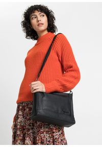 bonprix - Torebka z wymiennym paskiem na ramię. Kolor: czarny. Wzór: gładki, kolorowy. Materiał: skórzane. Styl: elegancki. Rodzaj torebki: na ramię