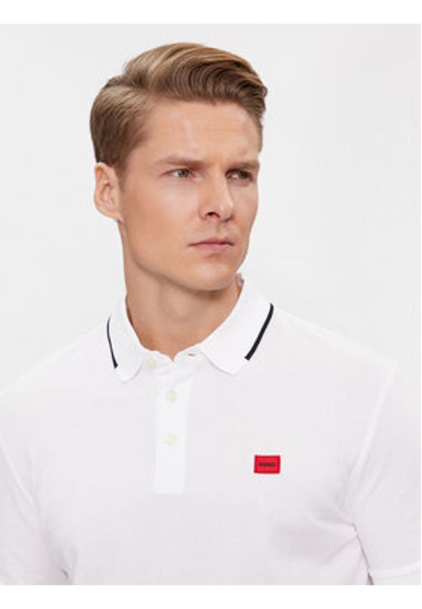 Hugo Polo Deresino232 50490775 Biały Slim Fit. Typ kołnierza: polo. Kolor: biały. Materiał: bawełna