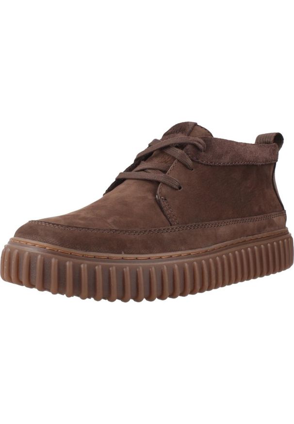 Clarks - Kapcie CLARKS TORHILL HI Brązowy. Kolor: brązowy. Materiał: tkanina, skóra. Sport: turystyka piesza