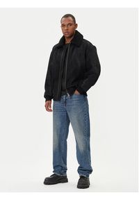 BOSS Kurtka skórzana Jonier 50547567 Czarny Relaxed Fit. Kolor: czarny. Materiał: skóra