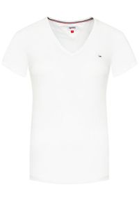 Tommy Jeans T-Shirt Tjw Skinny Stretch DW0DW09197 Biały Slim Fit. Kolor: biały. Materiał: bawełna