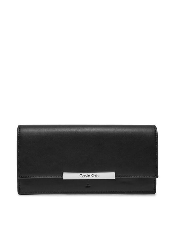 Calvin Klein Duży Portfel Damski K60K612190 Czarny. Kolor: czarny. Materiał: skóra