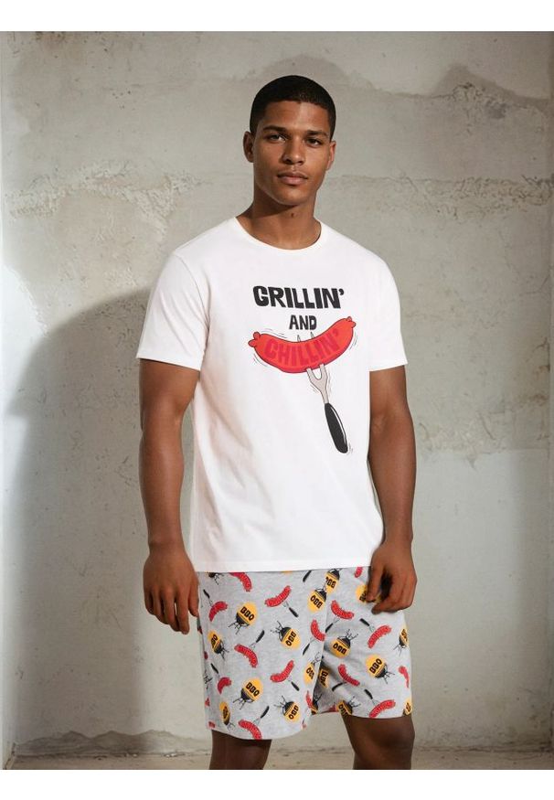 Sinsay - Piżama dwuczęściowa - kremowy. Kolor: kremowy