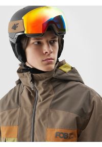 4f - Kurtka snowboardowa membrana 15000 męska - brązowa. Kolor: brązowy. Materiał: mesh, materiał, poliester. Sezon: zima. Sport: snowboard