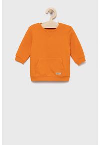United Colors of Benetton bluza bawełniana dziecięca kolor pomarańczowy gładka. Okazja: na co dzień. Kolor: pomarańczowy. Materiał: bawełna. Długość: długie. Wzór: gładki. Styl: casual
