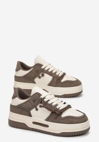 Renee - Brązowe Sneakersy z Podwójnym Sznurowaniem na Grubej Podeszwie Ralholena. Nosek buta: okrągły. Zapięcie: sznurówki. Kolor: brązowy. Materiał: materiał. Sezon: wiosna, jesień. Obcas: na obcasie. Wysokość obcasa: niski #3