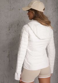 Renee - Biała Przejściowa Kurtka z Pikowaniem Elastycznymi Wstawkami i Kapturem Fezilina. Okazja: na co dzień. Kolor: biały. Materiał: jeans, nylon. Styl: casual, sportowy #6