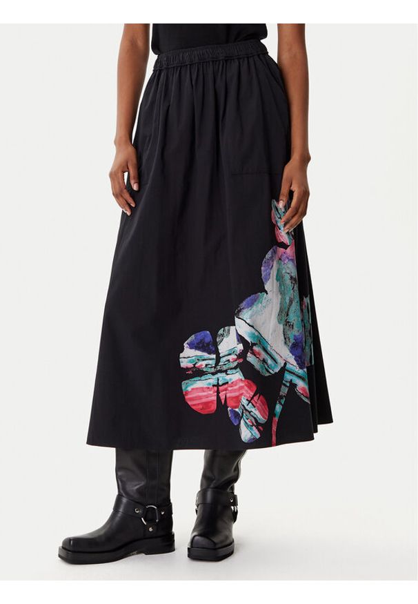 Desigual Spódnica trapezowa Ella Lacroix 25WWFW05 Czarny Regular Fit. Kolor: czarny. Materiał: bawełna