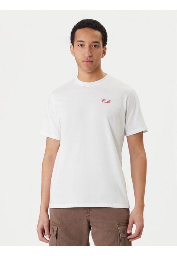 Hunter T-Shirt Essentials HARM0085252 Biały Regular Fit. Kolor: biały. Materiał: bawełna
