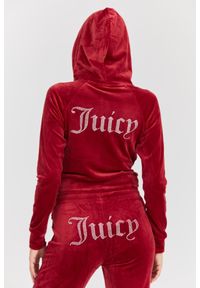 Juicy Couture - JUICY COUTURE Damska czerwona bluza Madison Hoodie. Kolor: czerwony. Materiał: elastan, materiał, poliester. Długość rękawa: długi rękaw. Długość: długie #8