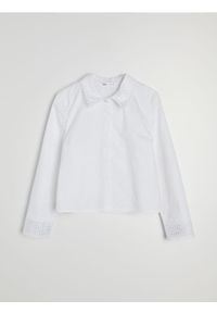 Sinsay - Bawełniana koszula regular fit z koronkowymi detalami - biały. Kolor: biały. Materiał: bawełna, koronka #1