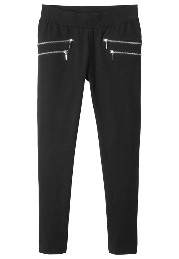 bonprix - Spodnie ze stretchem z elastycznego materiału z bawełną organiczną. Kolor: czarny. Materiał: bawełna, materiał