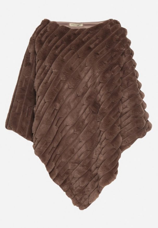 Born2be - Brązowe Ponczo Ozdobione Tłoczeniem Dairis. Okazja: na co dzień. Kolor: brązowy. Materiał: jeans. Wzór: aplikacja. Styl: klasyczny, casual, elegancki