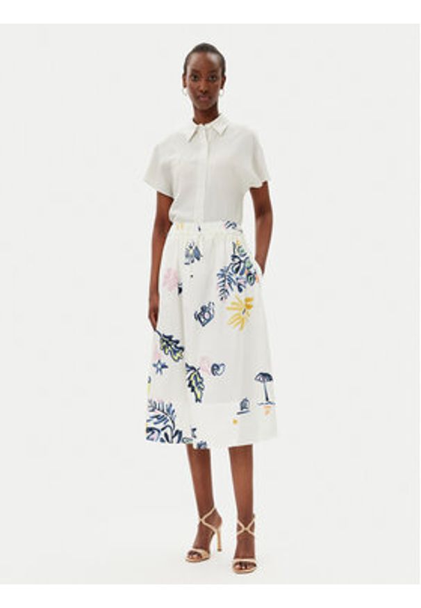 Marella Spódnica trapezowa Zambia 2513101072200 Biały Regular Fit. Kolor: biały. Materiał: bawełna