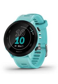 GARMIN - Garmin Forerunner 55 turkusowy. Rodzaj zegarka: smartwatch. Kolor: turkusowy. Materiał: materiał. Styl: retro, sportowy, casual, młodzieżowy