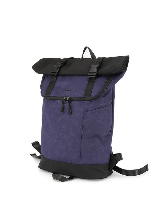 Plecak typu roll top Himawari 1682-02 granatowy. Kolor: niebieski. Materiał: tkanina, poliester. Styl: młodzieżowy, casual