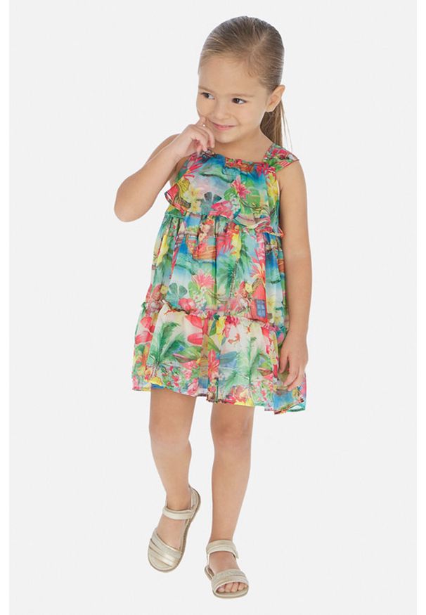 Mayoral - Sukienka dziecięca 92-134 cm. Kolor: różowy. Materiał: tkanina, bawełna, poliester, materiał. Typ sukienki: rozkloszowane. Długość: mini