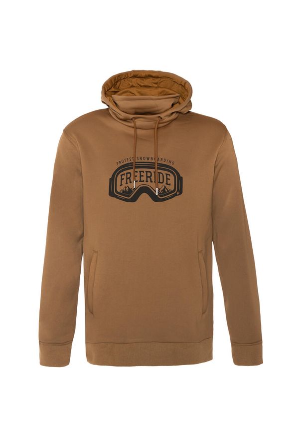 Protest - KLASYCZNA Bluza męska z kapturem i logo. Typ kołnierza: kaptur. Kolor: brązowy. Sport: skateboard