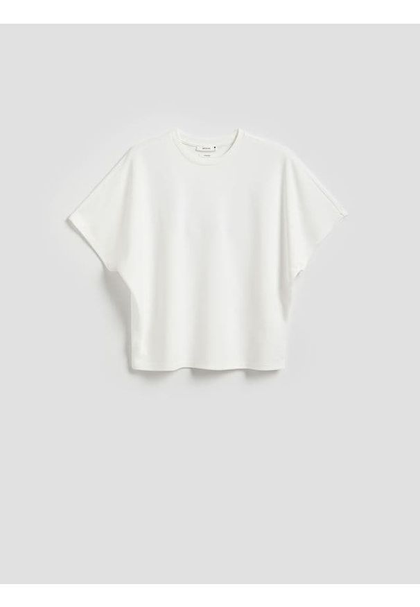 Reserved - T-shirt oversize z Modalem - biały. Kolor: biały. Materiał: dzianina