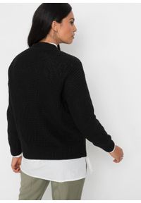 Sweter rozpinany oversize bonprix czarny. Kolor: czarny #6
