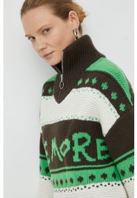 Samsoe & Samsoe - Samsoe Samsoe sweter wełniany kolor zielony z półgolfem. Kolor: zielony. Materiał: wełna. Długość: krótkie #3