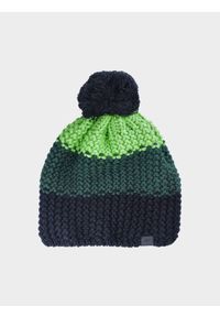 4F JUNIOR - Czapka zimowa z dodatkiem wełny chłopięca - zielona. Kolor: zielony. Materiał: wełna. Wzór: ze splotem. Sezon: zima #1