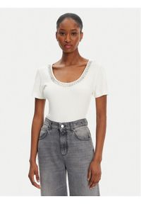 Marciano Guess T-Shirt 5RGP18 6299A Beżowy Regular Fit. Kolor: beżowy. Materiał: wiskoza