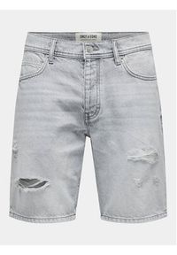 Only & Sons Szorty jeansowe Edge 22029639 Szary Straight Fit. Kolor: szary. Materiał: bawełna #7