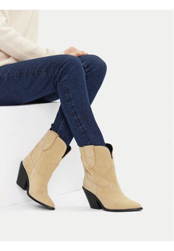 Badura Kowbojki EO-BRAYLE-121881 Beżowy. Kolor: beżowy. Materiał: zamsz, skóra