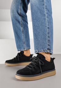Born2be - Czarne Sneakersy na Kauczukowej Podeszwie Lurrive. Kolor: czarny. Materiał: kauczuk