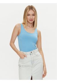 JDY Top Ava 15259184 Niebieski Slim Fit. Kolor: niebieski. Materiał: bawełna