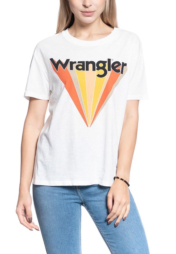 Wrangler - T-SHIRT DAMSKI WRANGLER BOYFRIEND TEE OFFWHITE W7019EA02 112130896