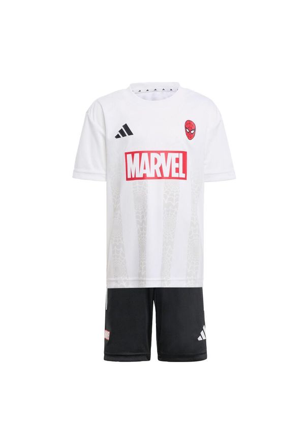 Adidas - Zestaw Marvel Spider-Man Tee Set Kids. Kolor: biały, wielokolorowy, czarny. Wzór: motyw z bajki. Styl: sportowy