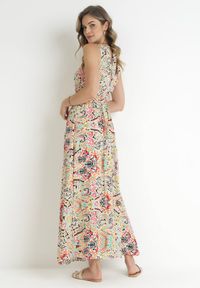 Born2be - Beżowa Sukienka Maxi o Kopertowym Kroju z Wiązaniem z Wiskozy Wilna. Kolor: beżowy. Materiał: wiskoza. Typ sukienki: kopertowe. Długość: maxi #3