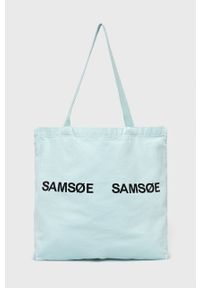 Samsoe & Samsoe - Samsoe Samsoe torebka kolor turkusowy. Kolor: turkusowy. Wzór: nadruk. Materiał: z nadrukiem. Rodzaj torebki: na ramię