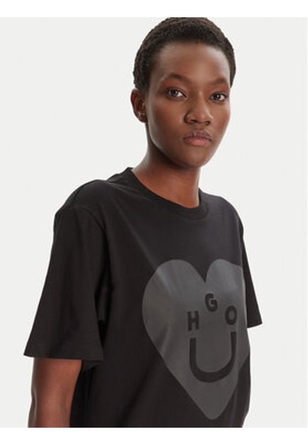 Hugo - HUGO T-Shirt Vintage 50545053 Czarny Loose Fit. Kolor: czarny. Materiał: bawełna. Styl: vintage