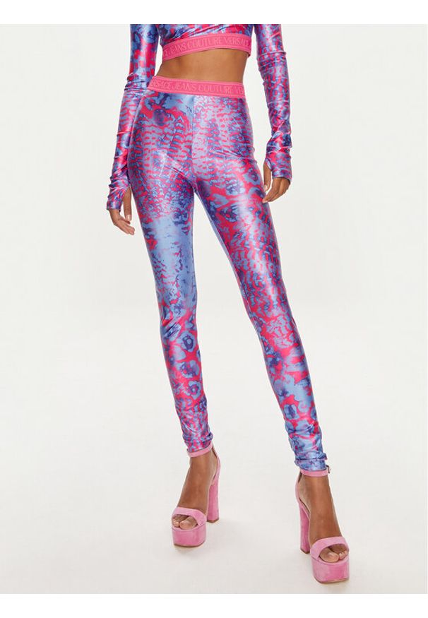 Versace Jeans Couture Legginsy 76HAC101 Niebieski Skinny Fit. Kolor: niebieski. Materiał: syntetyk