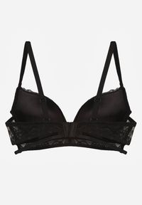 Renee - Czarno-Beżowy Koronkowy Biustonosz w Klasycznym Stylu z Aplikacją Galinassa. Kolor: czarny. Materiał: koronka. Wzór: aplikacja #5