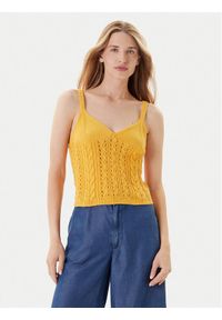 United Colors of Benetton - United Colors Of Benetton Top 101TDH01B Żółty Slim Fit. Kolor: żółty. Materiał: bawełna