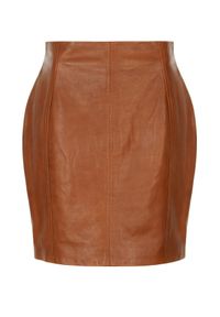 Ochnik - Spódnica damska. Kolor: brązowy. Materiał: skóra. Styl: klasyczny #4