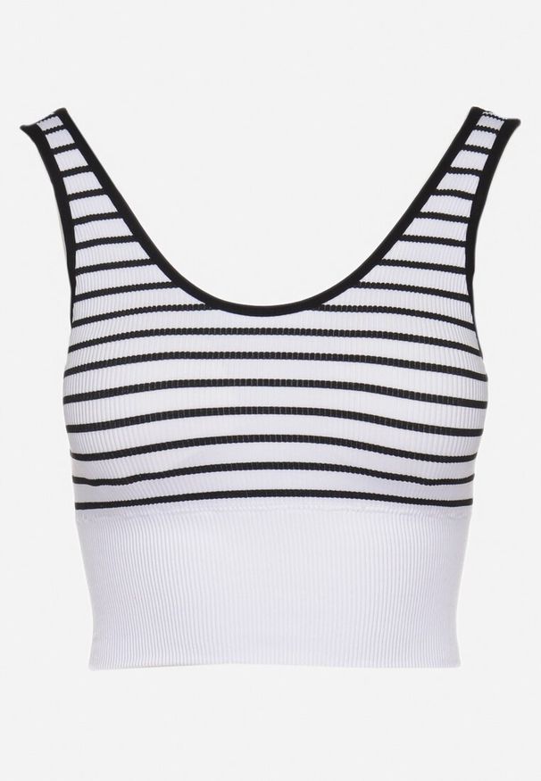 Born2be - Czarno-Biały Tank Top w Paski z Prążkowanej Tkaniny Sesillia. Okazja: na co dzień. Kolor: czarny. Materiał: tkanina, prążkowany. Wzór: paski. Styl: klasyczny, elegancki, casual