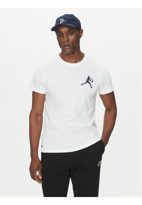 Lacoste T-Shirt TH1044 Biały Regular Fit. Kolor: biały. Materiał: syntetyk, bawełna