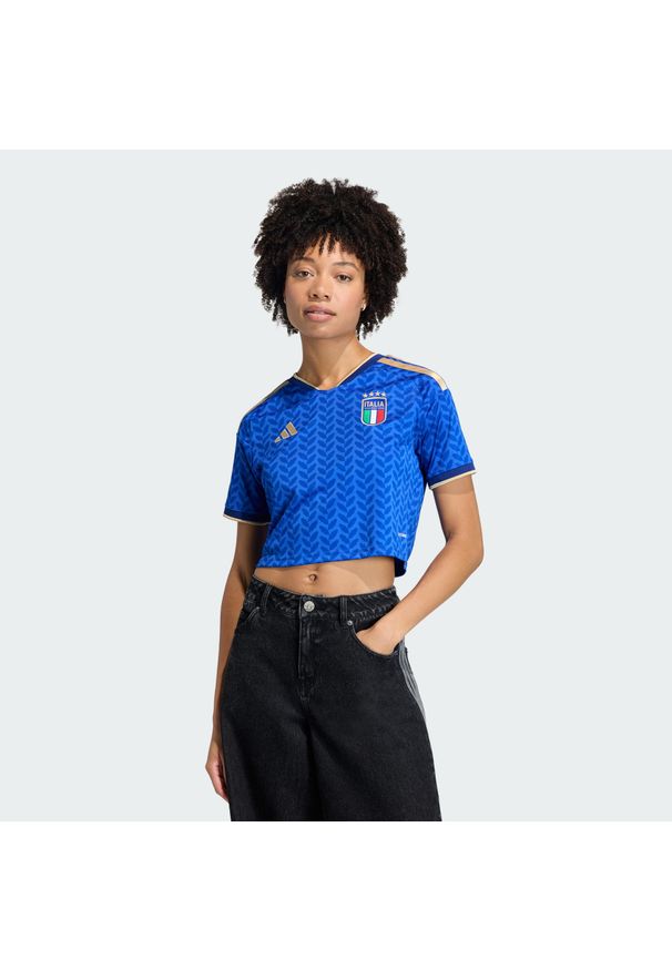 Adidas - Koszulka Italy 26 Home Cropped. Kolor: niebieski. Technologia: ClimaCool (Adidas). Sport: piłka nożna