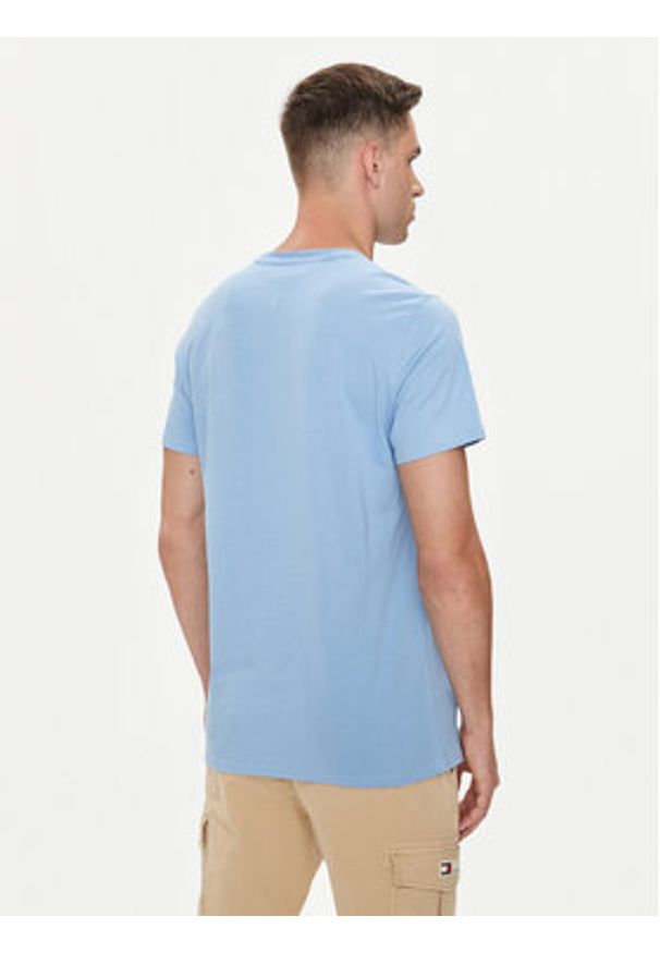 Tommy Jeans T-Shirt DM0DM04411 Niebieski Slim Fit. Kolor: niebieski. Materiał: bawełna