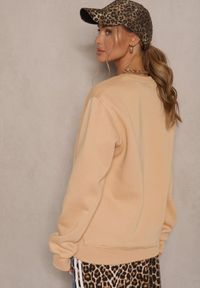 Renee - Ciemnobeżowa Bluza z Bawełną i Ściągaczami przy Rękawach Ravemi. Kolor: beżowy. Materiał: bawełna. Sezon: zima