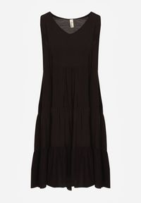 Renee - Czarna Bawełniana Sukienka o Rozkloszowanym Kroju Bez Rękawów Gladea. Okazja: na co dzień, na randkę. Kolor: czarny. Materiał: bawełna. Długość rękawa: bez rękawów. Sezon: lato, jesień. Typ sukienki: proste. Styl: casual, elegancki #2