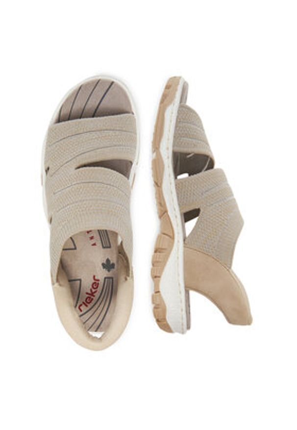 Rieker Sandały 68895-64 Beżowy. Kolor: beżowy. Materiał: materiał