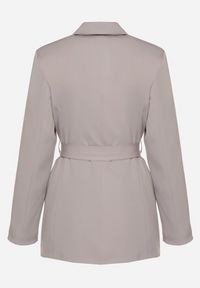 Born2be - Szara Jednorzędowa Marynarka z Paskiem i Usztywnionymi Ramionami Diomella. Okazja: na co dzień. Kolor: szary. Materiał: jeans. Styl: elegancki, casual #6